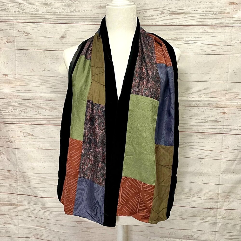 Vintage T. Camey vintage kimono silk velvet patchwork scarf